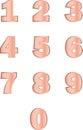 decorative numbers from one to zero with a soft pink gradient without background Royalty Free Stock Photo